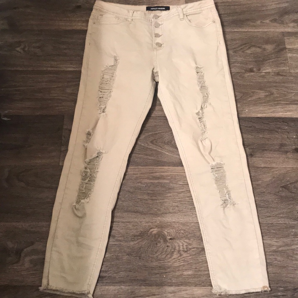 Ashley mason distressed khaki jeans